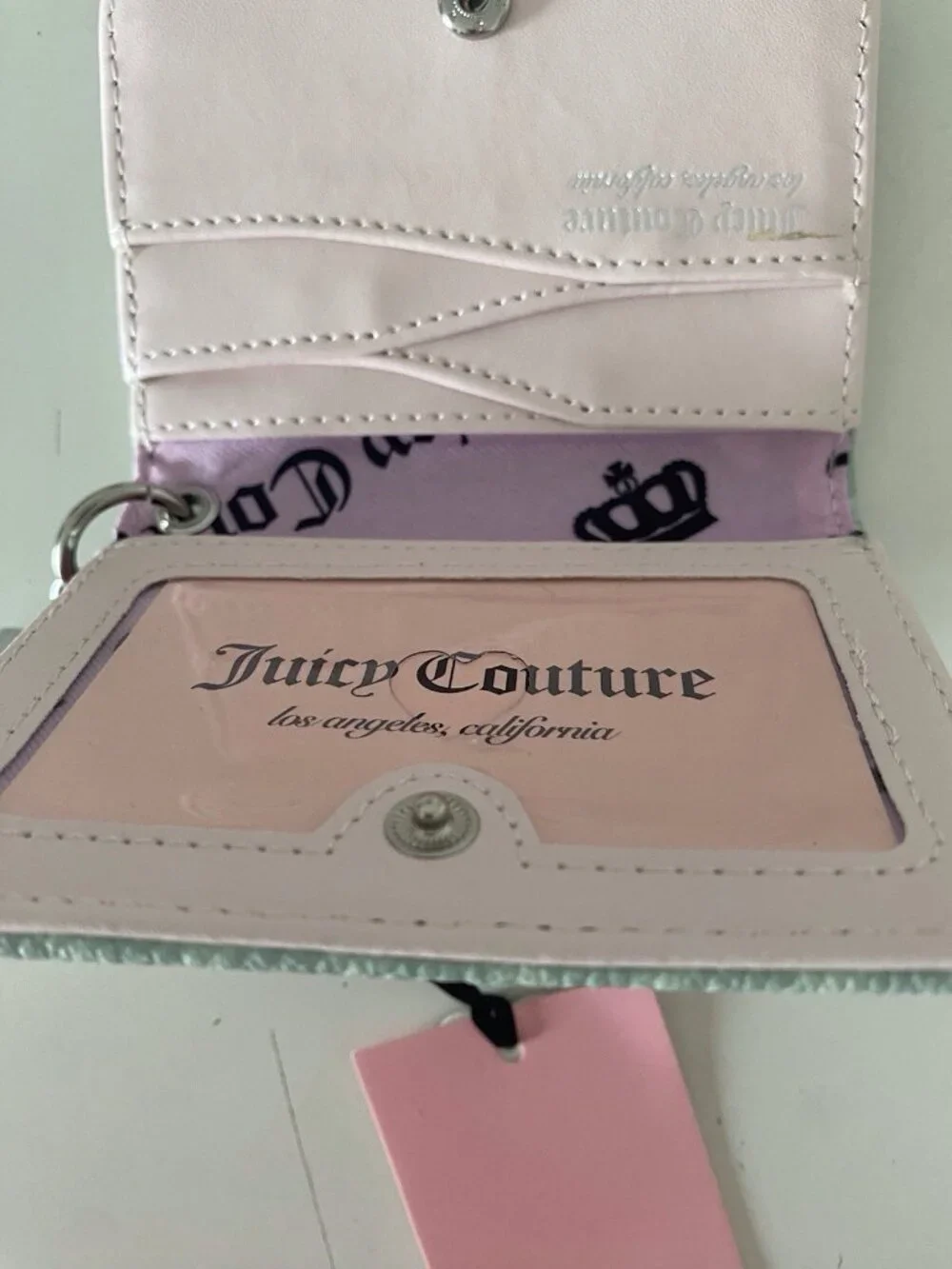 Juicy Couture The Bubble Pop Dual Sided Card Case In Frosty Green W/Charm NEW